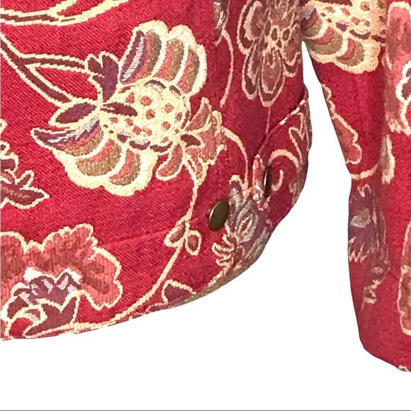 Stonebridge Size Small Floral Tapestry Trucker Style Jacket-Cinnamon Red - Picture 9 of 15